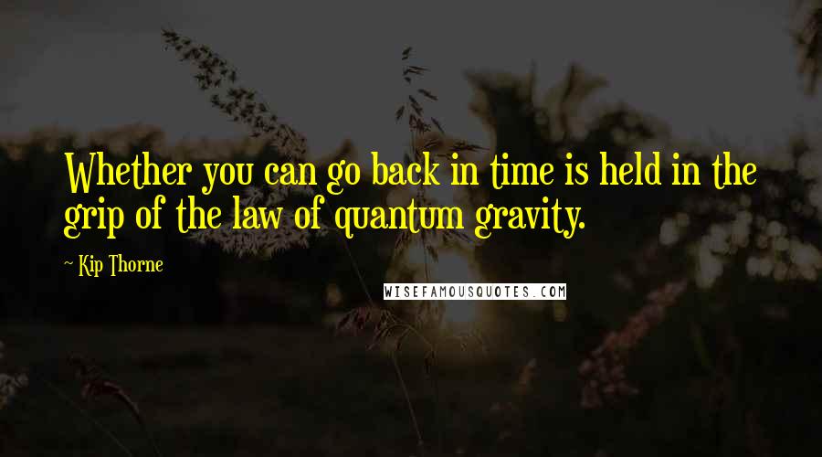 Kip Thorne Quotes: Whether you can go back in time is held in the grip of the law of quantum gravity.