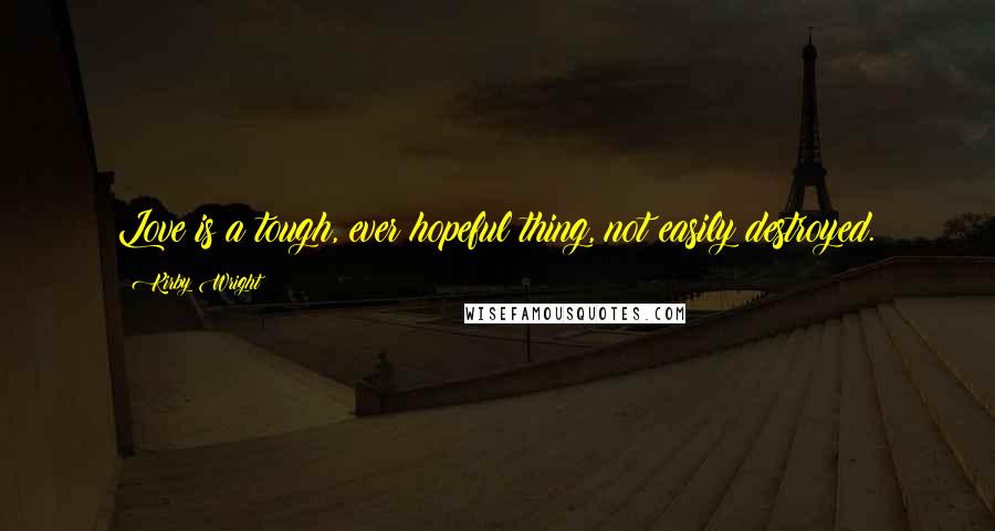 Kirby Wright Quotes: Love is a tough, ever hopeful thing, not easily destroyed.