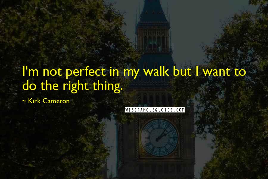 Kirk Cameron Quotes: I'm not perfect in my walk but I want to do the right thing.