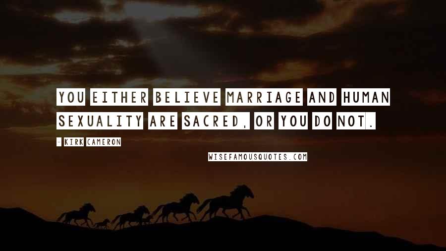 Kirk Cameron Quotes: You either believe marriage and human sexuality are sacred, or you do not.