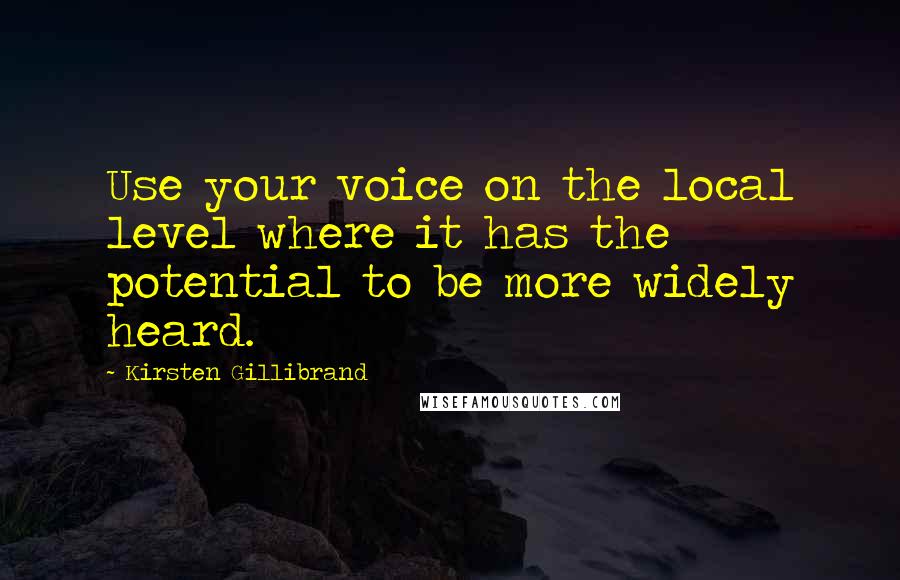 Kirsten Gillibrand Quotes: Use your voice on the local level where it has the potential to be more widely heard.