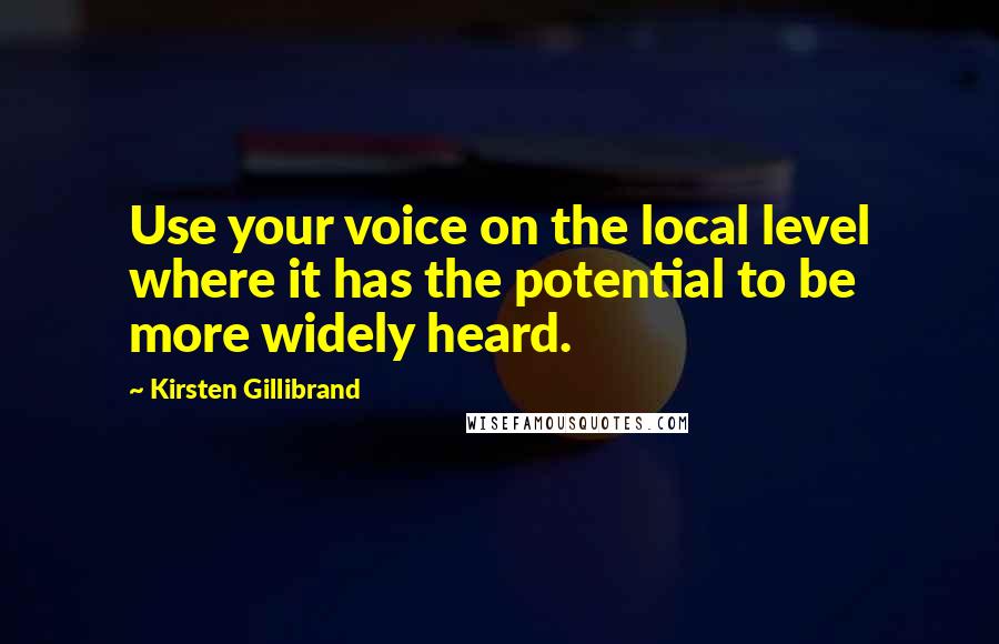 Kirsten Gillibrand Quotes: Use your voice on the local level where it has the potential to be more widely heard.