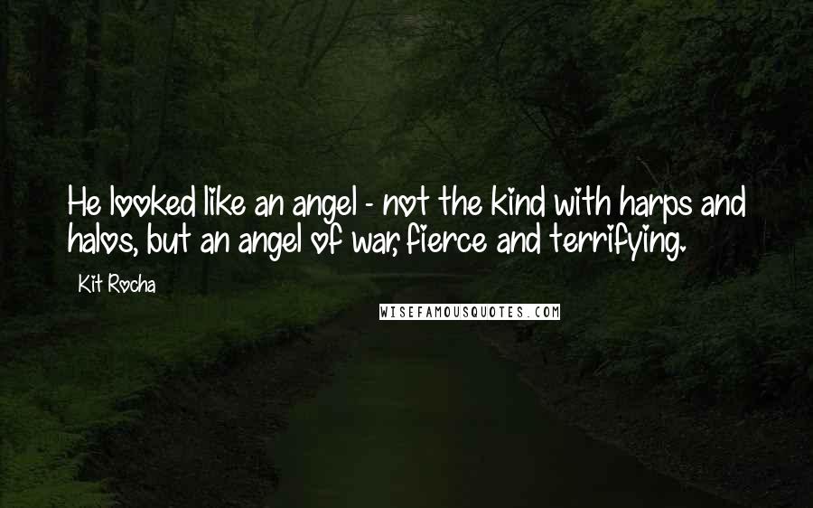 Kit Rocha Quotes: He looked like an angel - not the kind with harps and halos, but an angel of war, fierce and terrifying.