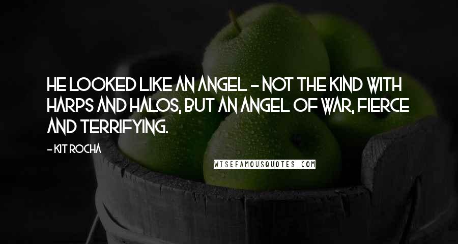Kit Rocha Quotes: He looked like an angel - not the kind with harps and halos, but an angel of war, fierce and terrifying.