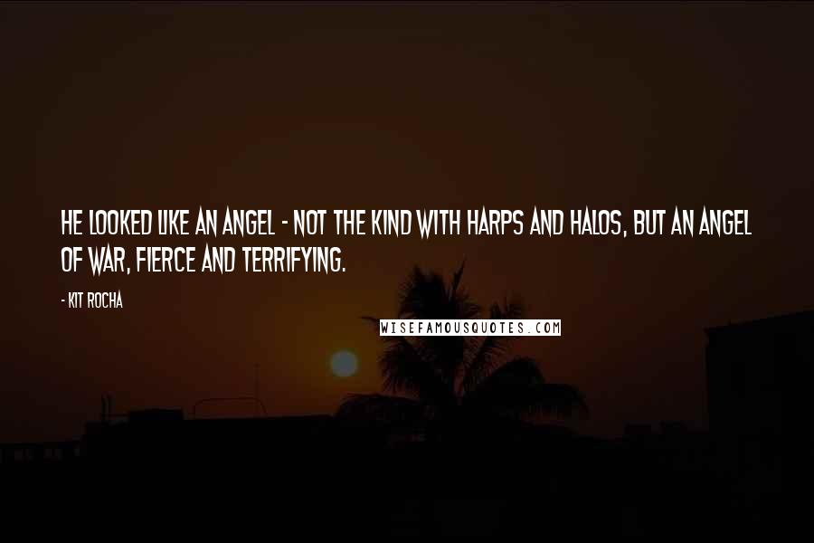 Kit Rocha Quotes: He looked like an angel - not the kind with harps and halos, but an angel of war, fierce and terrifying.