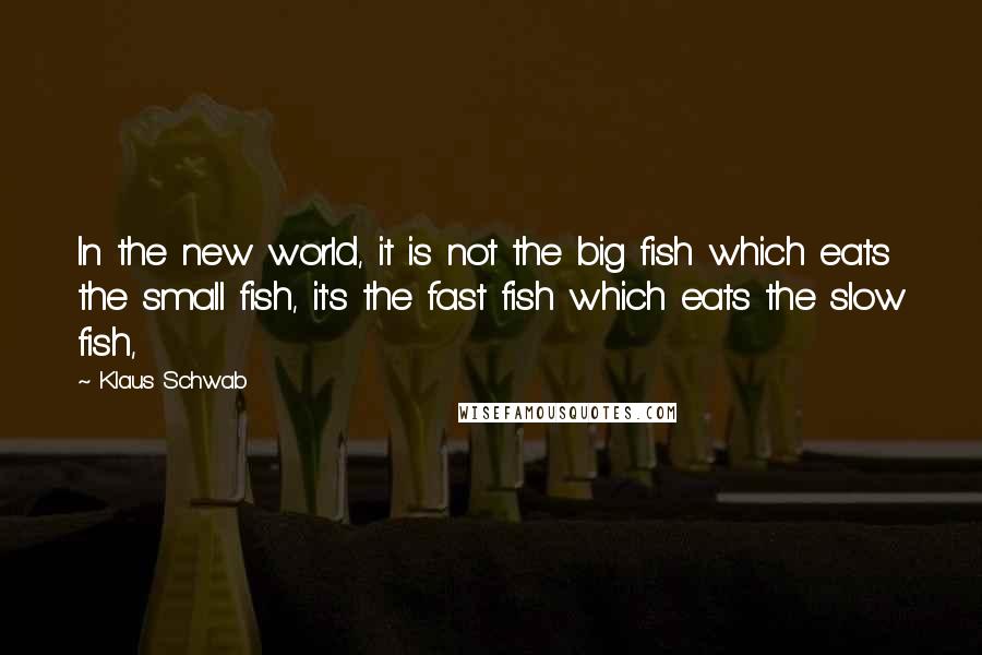 Klaus Schwab Quotes: In the new world, it is not the big fish which eats the small fish, it's the fast fish which eats the slow fish,