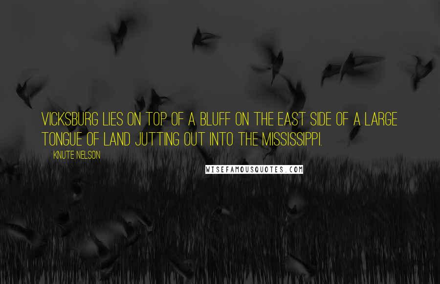 Knute Nelson Quotes: Vicksburg lies on top of a bluff on the east side of a large tongue of land jutting out into the Mississippi.