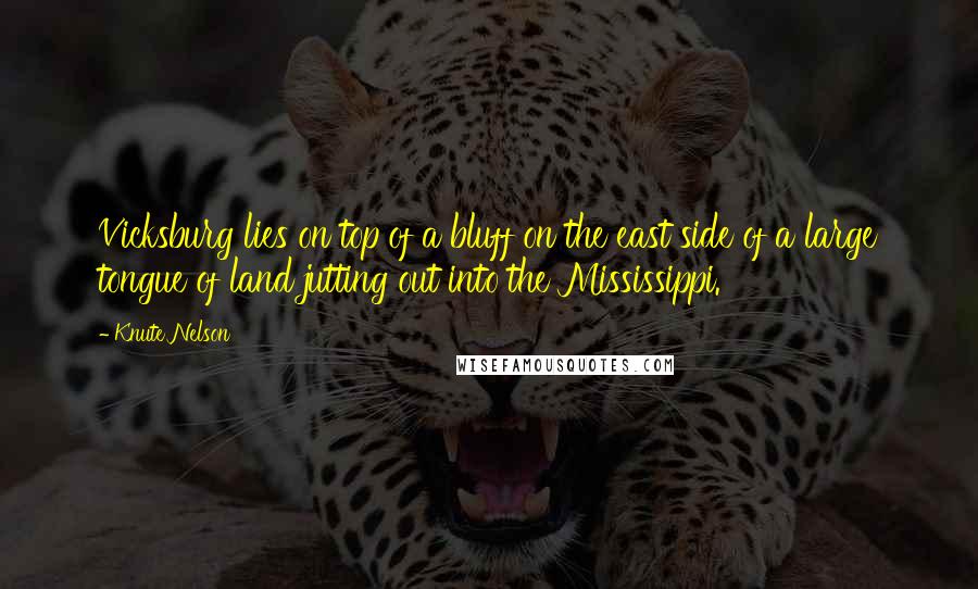 Knute Nelson Quotes: Vicksburg lies on top of a bluff on the east side of a large tongue of land jutting out into the Mississippi.