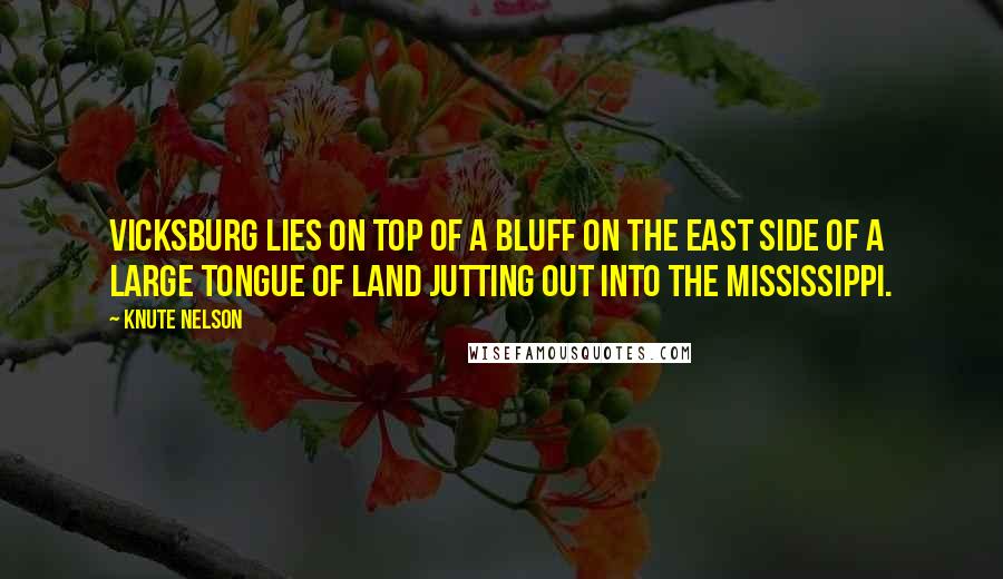 Knute Nelson Quotes: Vicksburg lies on top of a bluff on the east side of a large tongue of land jutting out into the Mississippi.