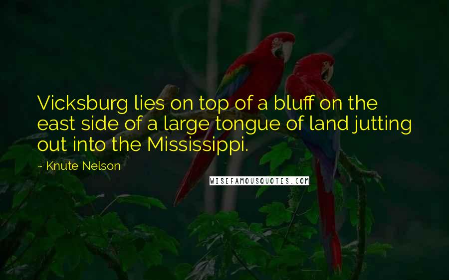 Knute Nelson Quotes: Vicksburg lies on top of a bluff on the east side of a large tongue of land jutting out into the Mississippi.