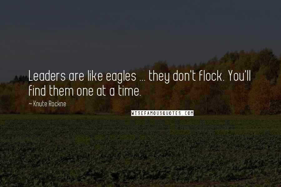 Knute Rockne Quotes: Leaders are like eagles ... they don't flock. You'll find them one at a time.