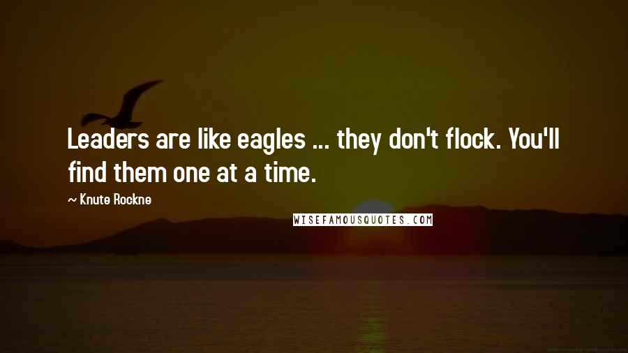 Knute Rockne Quotes: Leaders are like eagles ... they don't flock. You'll find them one at a time.