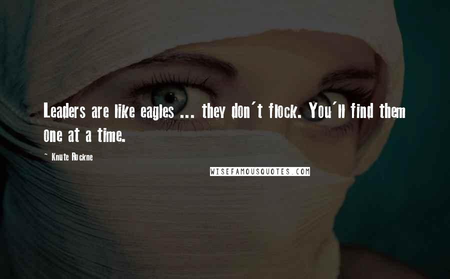 Knute Rockne Quotes: Leaders are like eagles ... they don't flock. You'll find them one at a time.