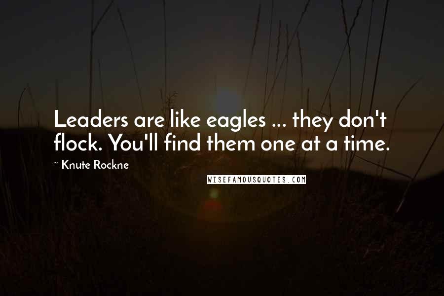 Knute Rockne Quotes: Leaders are like eagles ... they don't flock. You'll find them one at a time.