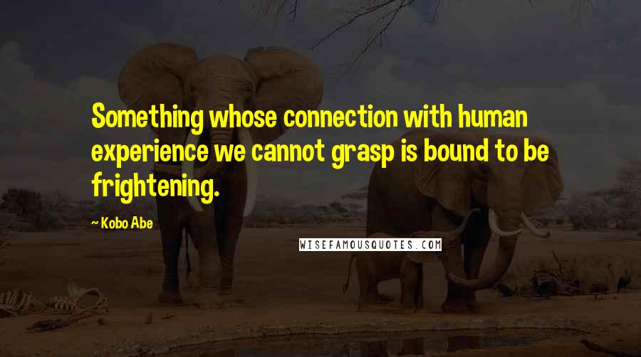 Kobo Abe Quotes: Something whose connection with human experience we cannot grasp is bound to be frightening.