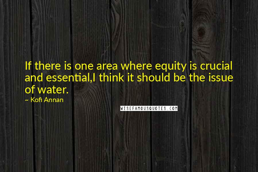 Kofi Annan Quotes: If there is one area where equity is crucial and essential,I think it should be the issue of water.