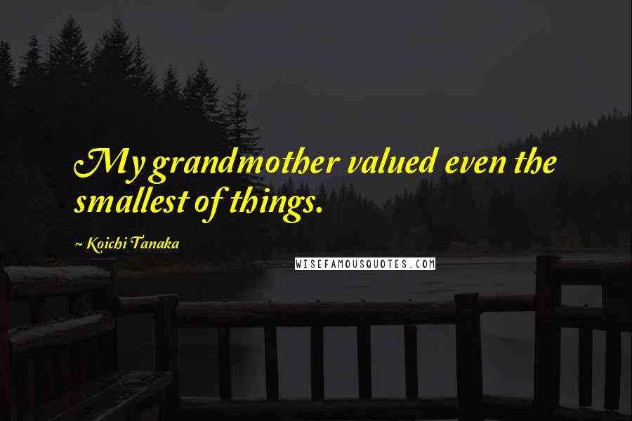 Koichi Tanaka Quotes: My grandmother valued even the smallest of things.