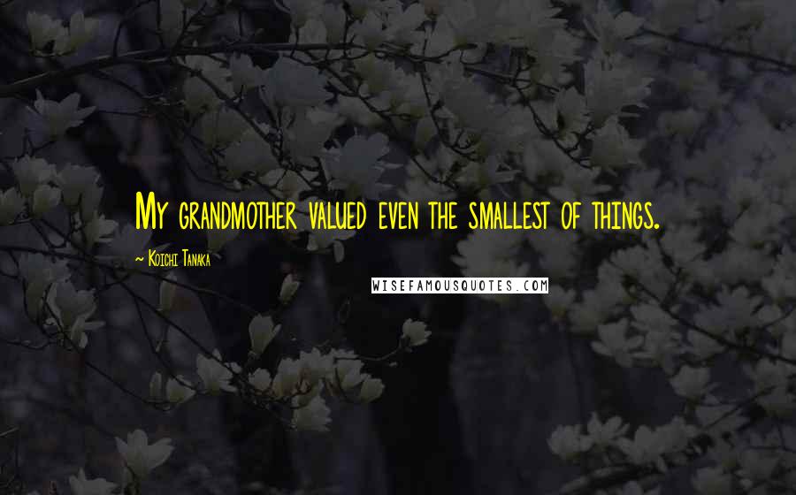 Koichi Tanaka Quotes: My grandmother valued even the smallest of things.