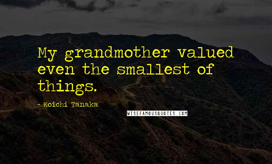 Koichi Tanaka Quotes: My grandmother valued even the smallest of things.