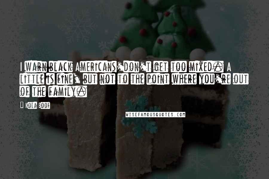 Kola Boof Quotes: I warn black Americans'don't get too mixed. A little is fine, but not to the point where you're out of the family.