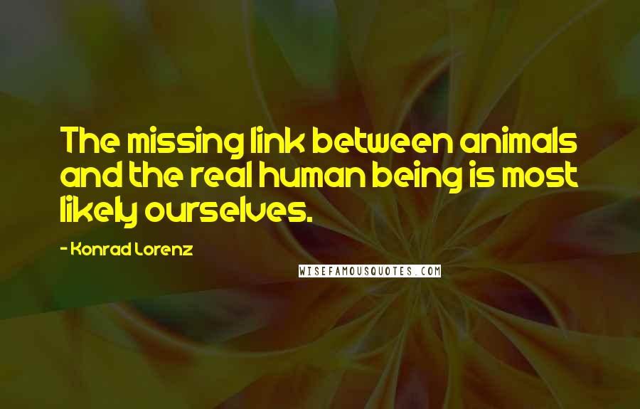 Konrad Lorenz Quotes: The missing link between animals and the real human being is most likely ourselves.