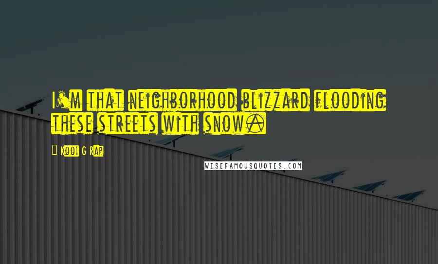 Kool G Rap Quotes: I'm that neighborhood blizzard flooding these streets with snow.