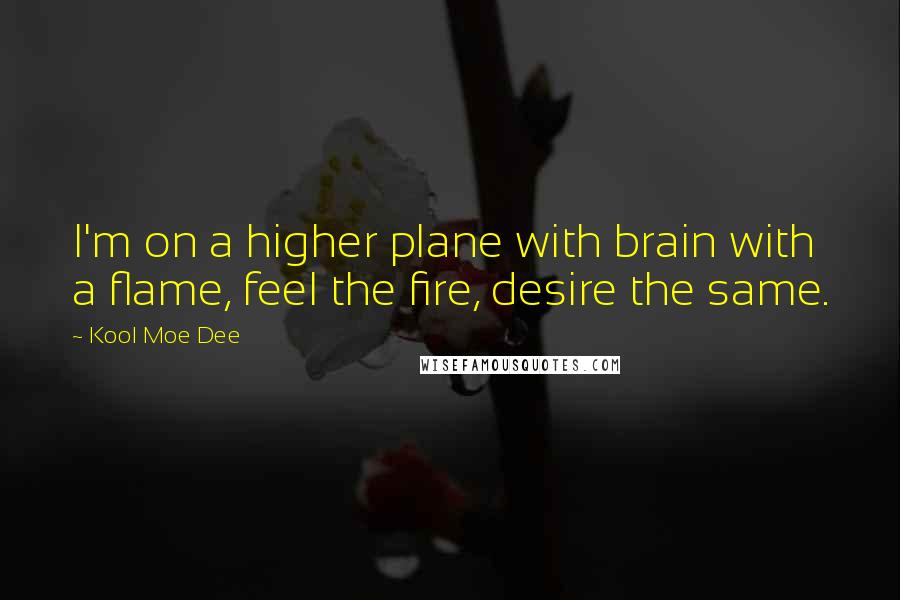 Kool Moe Dee Quotes: I'm on a higher plane with brain with a flame, feel the fire, desire the same.