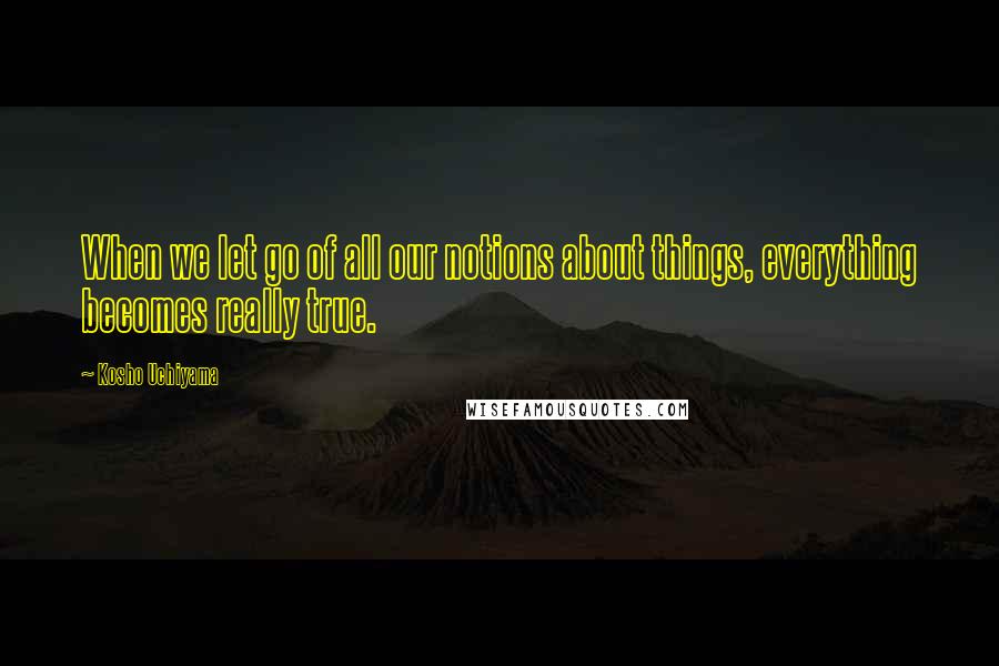 Kosho Uchiyama Quotes: When we let go of all our notions about things, everything becomes really true.