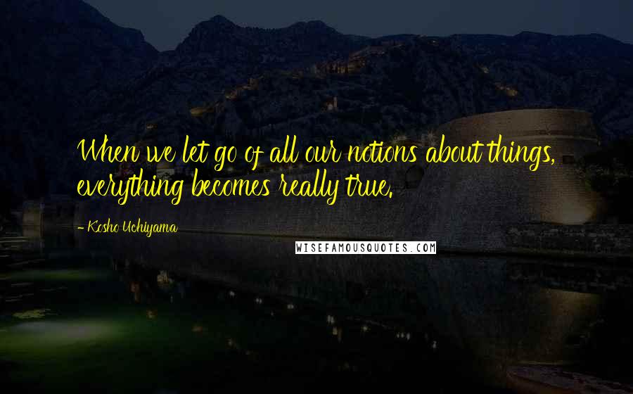 Kosho Uchiyama Quotes: When we let go of all our notions about things, everything becomes really true.