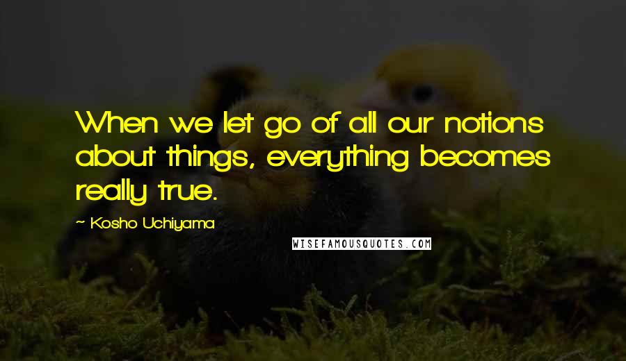 Kosho Uchiyama Quotes: When we let go of all our notions about things, everything becomes really true.