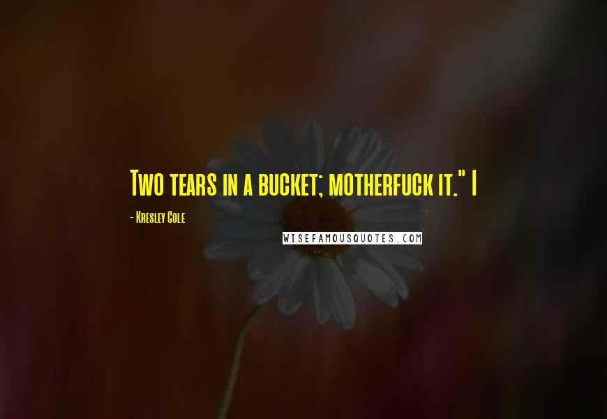 Kresley Cole Quotes: Two tears in a bucket; motherfuck it." I