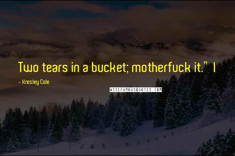 Kresley Cole Quotes: Two tears in a bucket; motherfuck it." I