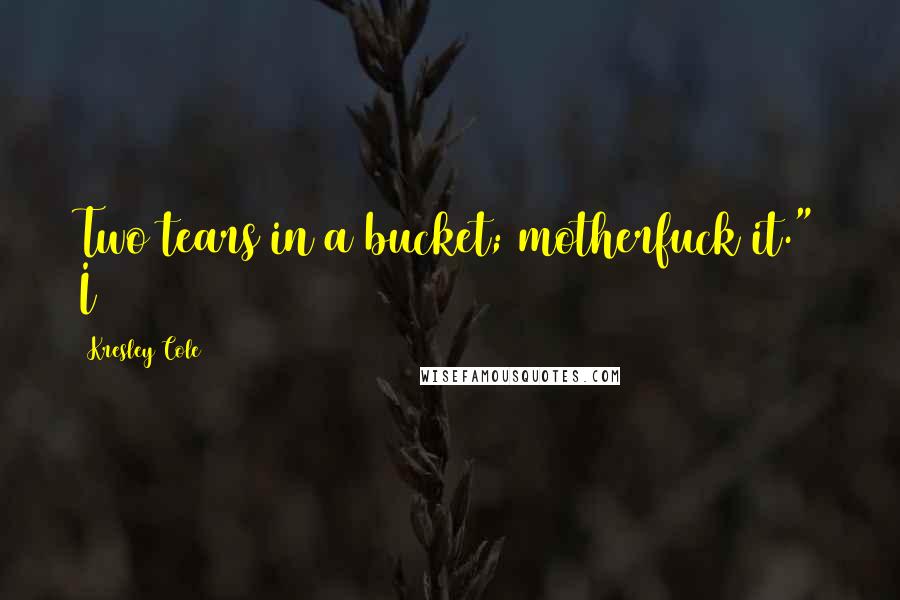 Kresley Cole Quotes: Two tears in a bucket; motherfuck it." I
