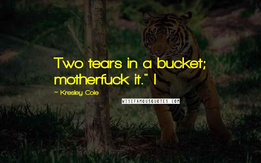 Kresley Cole Quotes: Two tears in a bucket; motherfuck it." I