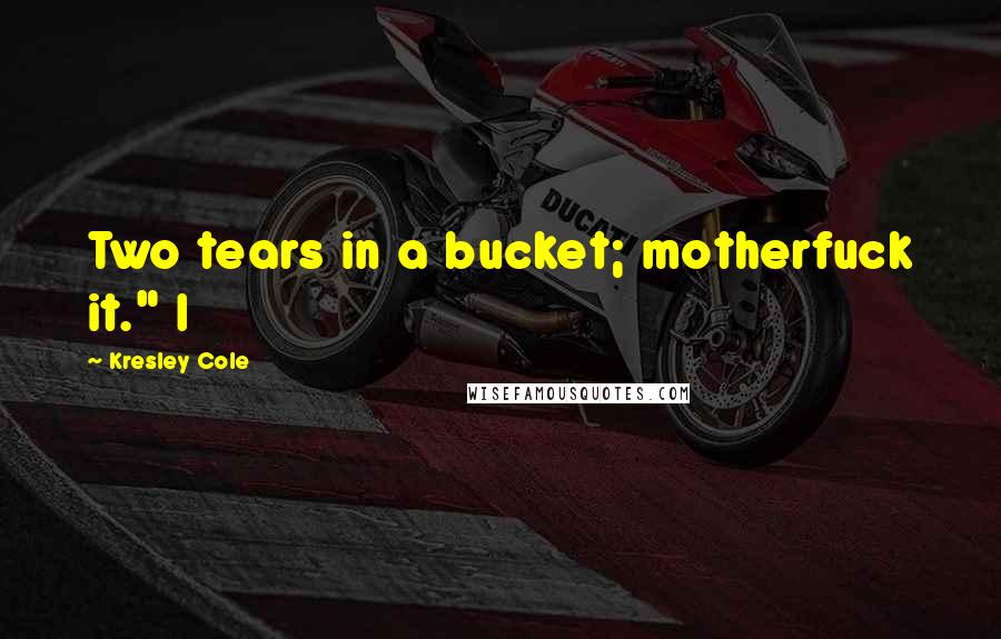 Kresley Cole Quotes: Two tears in a bucket; motherfuck it." I
