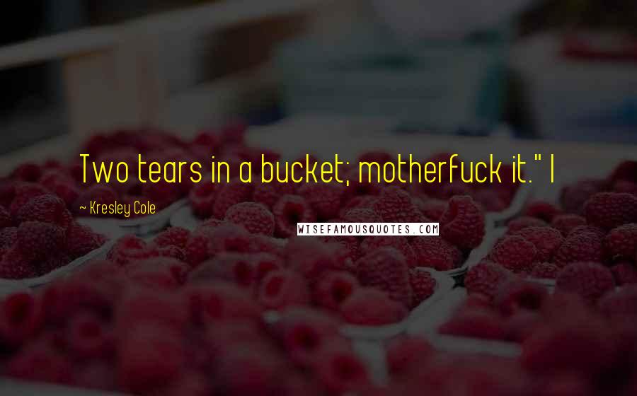 Kresley Cole Quotes: Two tears in a bucket; motherfuck it." I