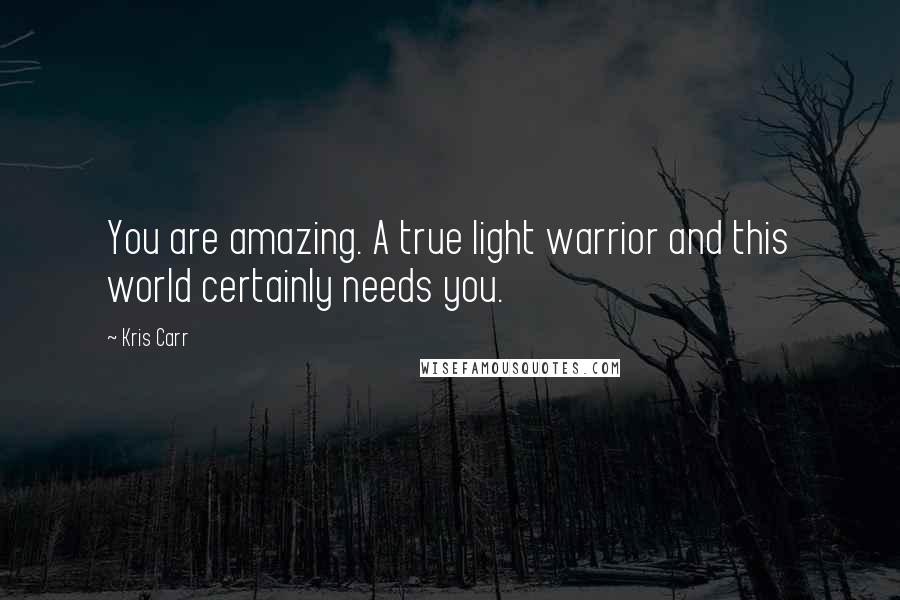 Kris Carr Quotes: You are amazing. A true light warrior and this world certainly needs you.