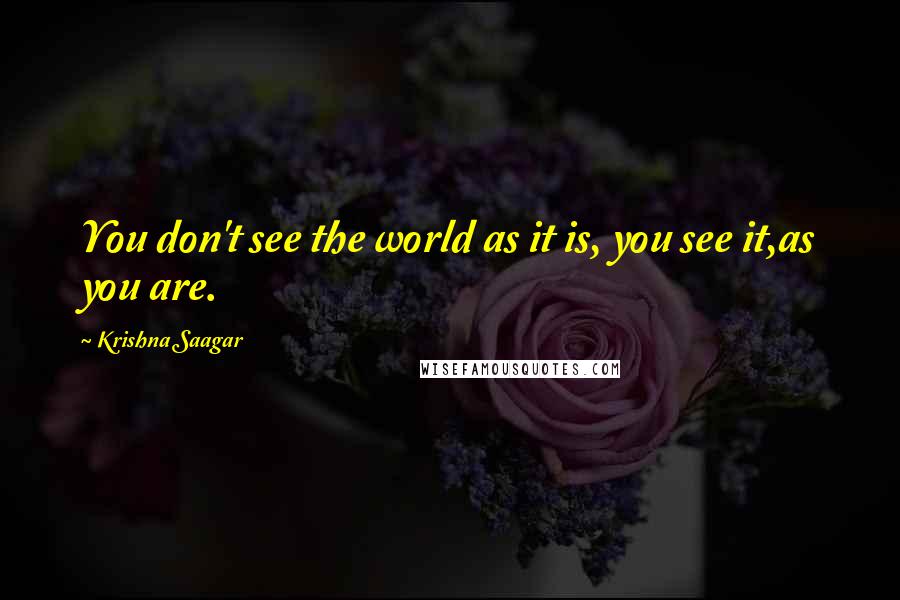 Krishna Saagar Quotes: You don't see the world as it is, you see it,as you are.