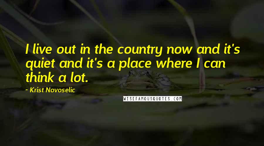 Krist Novoselic Quotes: I live out in the country now and it's quiet and it's a place where I can think a lot.