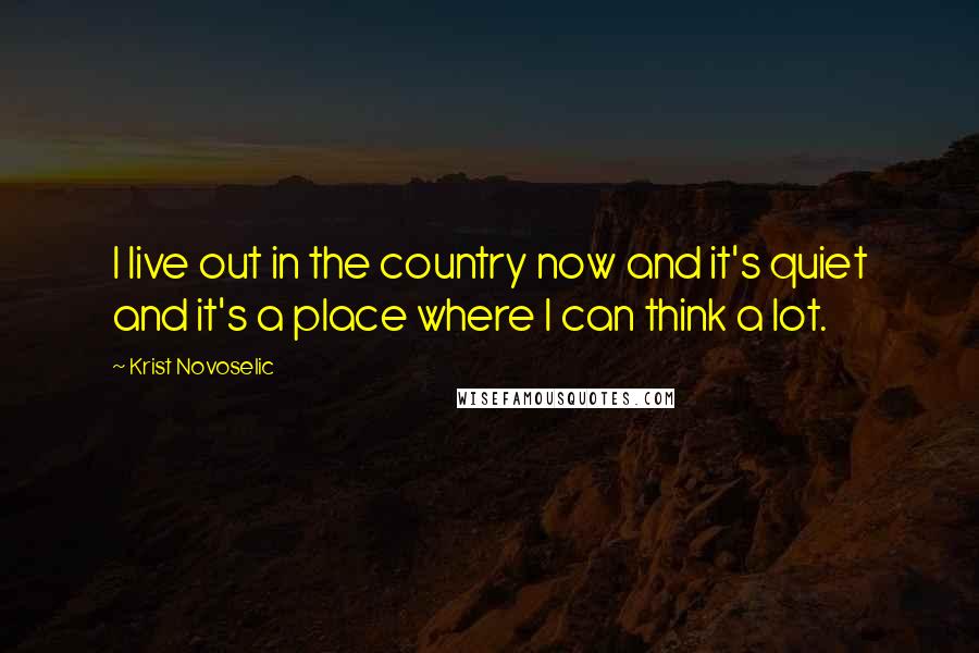 Krist Novoselic Quotes: I live out in the country now and it's quiet and it's a place where I can think a lot.