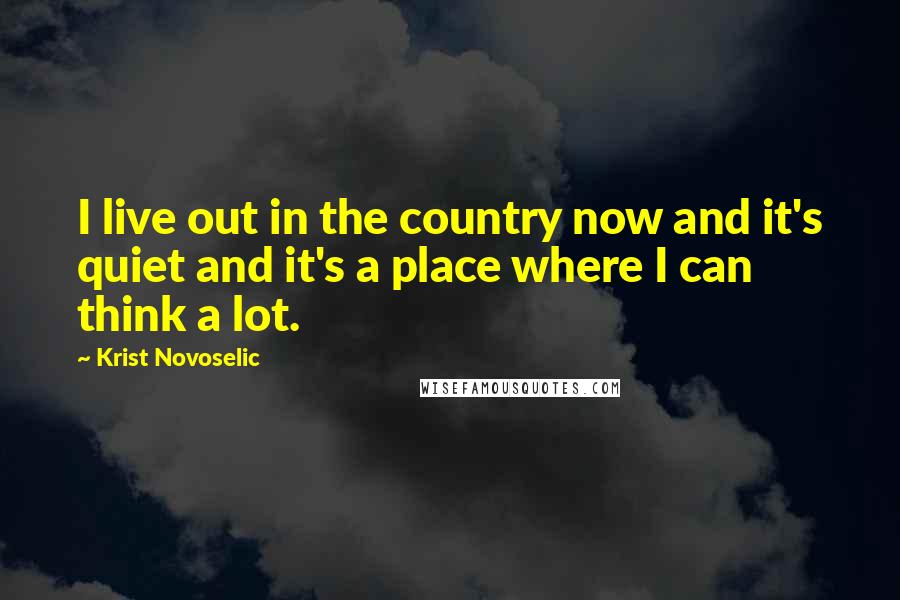 Krist Novoselic Quotes: I live out in the country now and it's quiet and it's a place where I can think a lot.