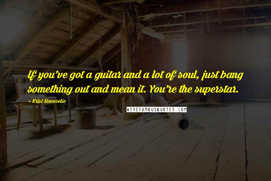 Krist Novoselic Quotes: If you've got a guitar and a lot of soul, just bang something out and mean it. You're the superstar.
