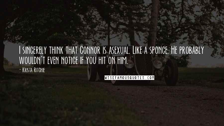 Krista Ritchie Quotes: I sincerely think that Connor is asexual. Like a sponge. He probably wouldn't even notice if you hit on him.