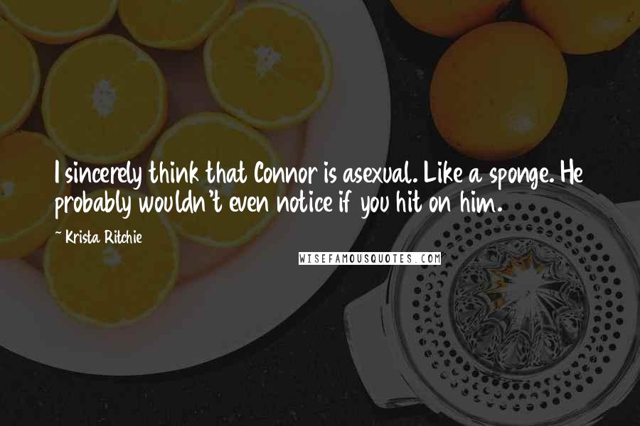 Krista Ritchie Quotes: I sincerely think that Connor is asexual. Like a sponge. He probably wouldn't even notice if you hit on him.