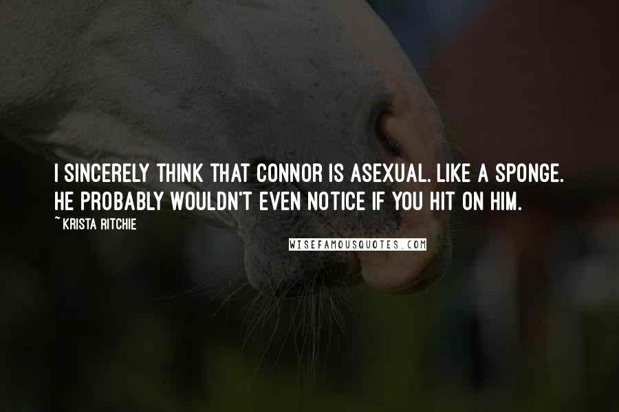 Krista Ritchie Quotes: I sincerely think that Connor is asexual. Like a sponge. He probably wouldn't even notice if you hit on him.