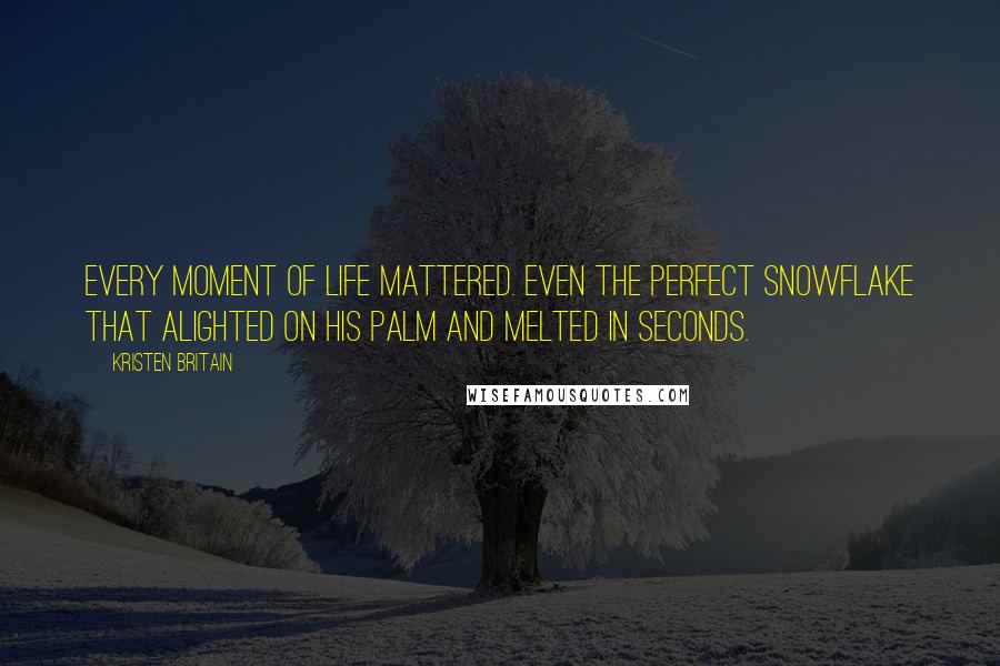 Kristen Britain Quotes: Every moment of life mattered. Even the perfect snowflake that alighted on his palm and melted in seconds.