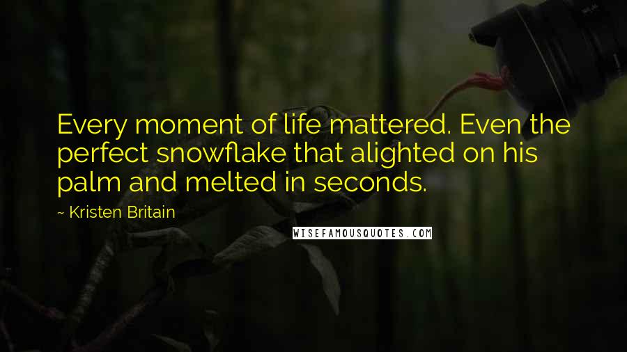 Kristen Britain Quotes: Every moment of life mattered. Even the perfect snowflake that alighted on his palm and melted in seconds.