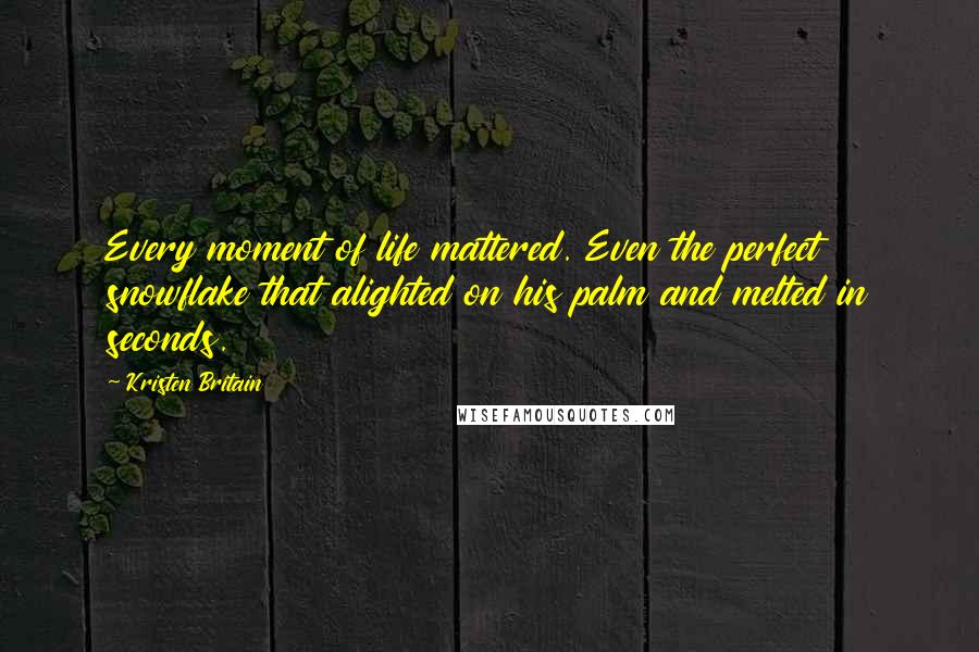 Kristen Britain Quotes: Every moment of life mattered. Even the perfect snowflake that alighted on his palm and melted in seconds.