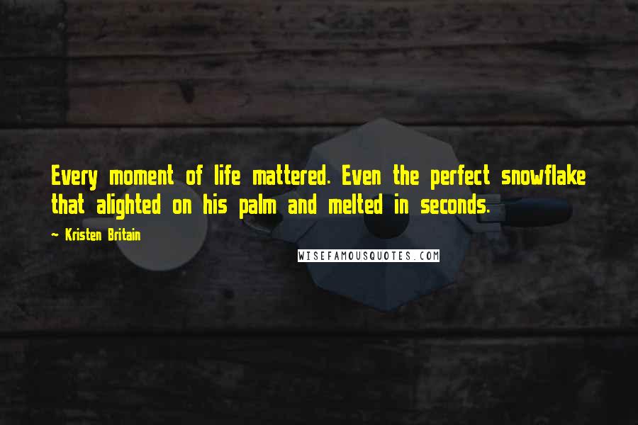Kristen Britain Quotes: Every moment of life mattered. Even the perfect snowflake that alighted on his palm and melted in seconds.