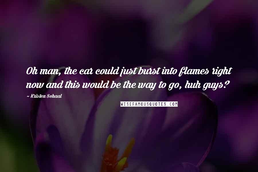 Kristen Schaal Quotes: Oh man, the car could just burst into flames right now and this would be the way to go, huh guys?